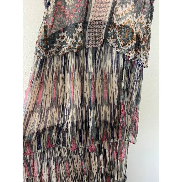 Meadow & Rue Anthropologie Josie Tiered Maxi Dress 2 Metallic Lurex Stripe - Picture 7 of 10